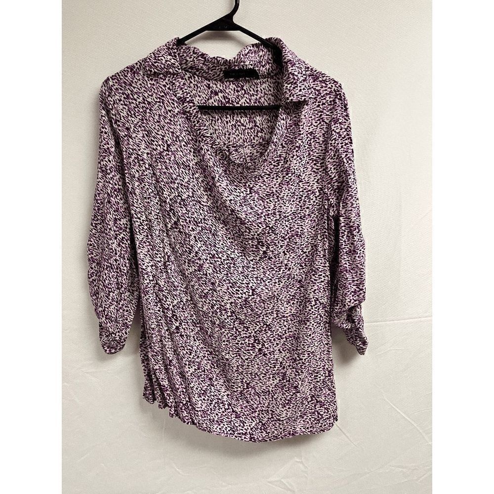 The Limited Womens Popover Long Sleeve tunic Blouse Purple white Size Medium